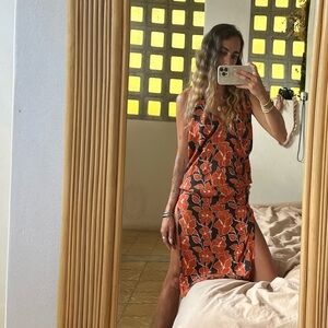 Vintage Hibiscus Floral Acacia Halter Dress
